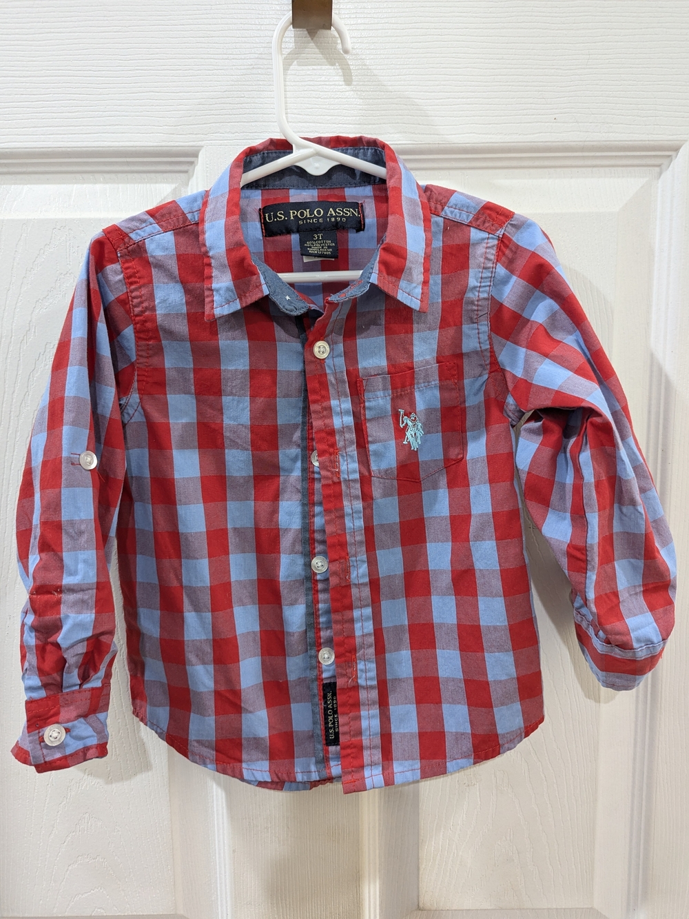 U.S. Polo Assn. Boys' Red & Light Blue Check Button-Up Shirt
